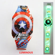 Load image into Gallery viewer, NEW Luminous Princess Elsa Children Watches Kids Spiderman Avengers Cartoon Pattern LED Girls Watch Reloj Infantil Wristwatches