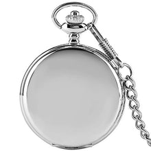 Load image into Gallery viewer, Retro Black Fashion Silver Smooth Steampunk Quartz Pocket Watch Stainless Steel Pendant 30CM Chain Gift Box for Men Women friend
