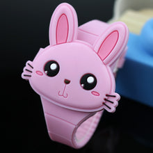 Load image into Gallery viewer, Lovely Rabbit Cartoon Children Watches Flip Cover Rubber Electronic Kids Watch for Boy Student Girls Clock Reloj Infantil Saati
