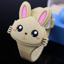 Load image into Gallery viewer, Lovely Rabbit Cartoon Children Watches Flip Cover Rubber Electronic Kids Watch for Boy Student Girls Clock Reloj Infantil Saati
