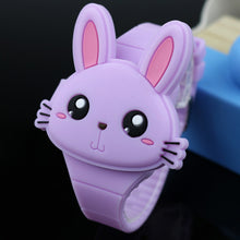 Load image into Gallery viewer, Lovely Rabbit Cartoon Children Watches Flip Cover Rubber Electronic Kids Watch for Boy Student Girls Clock Reloj Infantil Saati
