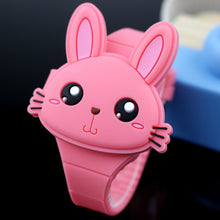 Load image into Gallery viewer, Lovely Rabbit Cartoon Children Watches Flip Cover Rubber Electronic Kids Watch for Boy Student Girls Clock Reloj Infantil Saati
