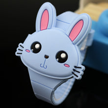 Load image into Gallery viewer, Lovely Rabbit Cartoon Children Watches Flip Cover Rubber Electronic Kids Watch for Boy Student Girls Clock Reloj Infantil Saati
