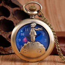 Load image into Gallery viewer, Hot Selling Classic The Little Prince Movie Planet Blue Bronze Vintage Quartz Pocket FOB Watch Popular Gifts for Boys Girls Kids
