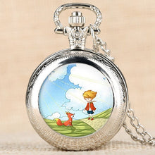 Load image into Gallery viewer, Hot Selling Classic The Little Prince Movie Planet Blue Bronze Vintage Quartz Pocket FOB Watch Popular Gifts for Boys Girls Kids
