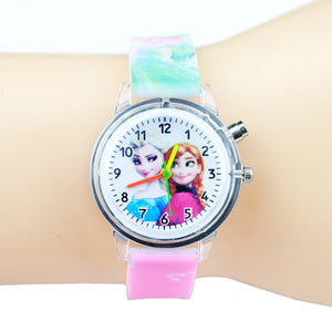 Princess Elsa Children Watches Kids Spiderman Colorful Light Source Boys Watch Girls Party Gift Clock Wrist Relogio Feminino