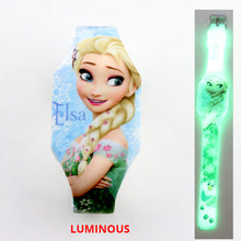 Load image into Gallery viewer, NEW Luminous Princess Elsa Children Watches Kids Spiderman Avengers Cartoon Pattern LED Girls Watch Reloj Infantil Wristwatches
