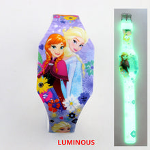 Load image into Gallery viewer, NEW Luminous Princess Elsa Children Watches Kids Spiderman Avengers Cartoon Pattern LED Girls Watch Reloj Infantil Wristwatches
